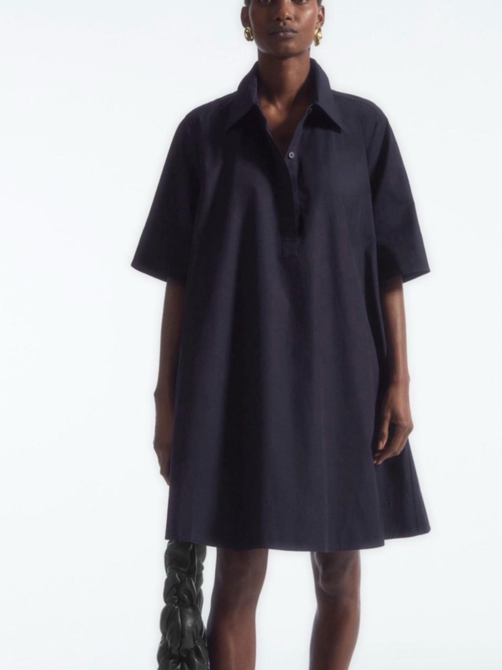 COS Black Button-Up Collared Dress Loose Fit Sz‎ 38(TXA989)